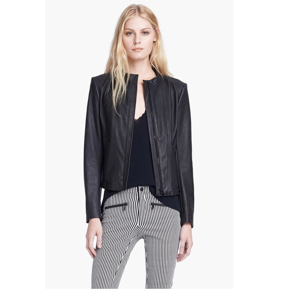 💋SOLD! Theyskens' Theory Netch Leather Jacket - Picture 1 of 8